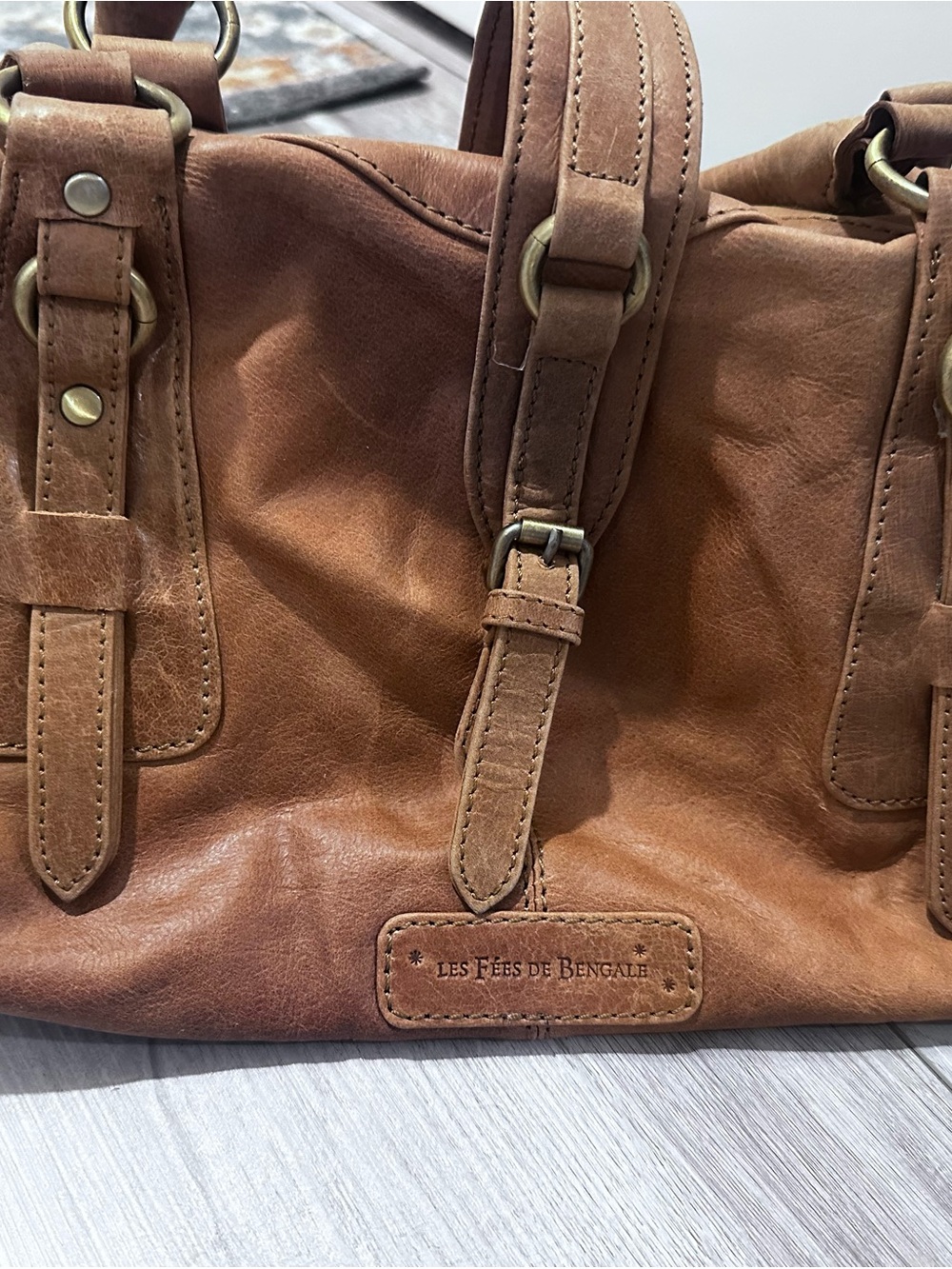 Les Fées De Bengale Brown Leather Satchel